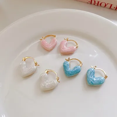 Fashion Enamel Heart Dangle Earrings